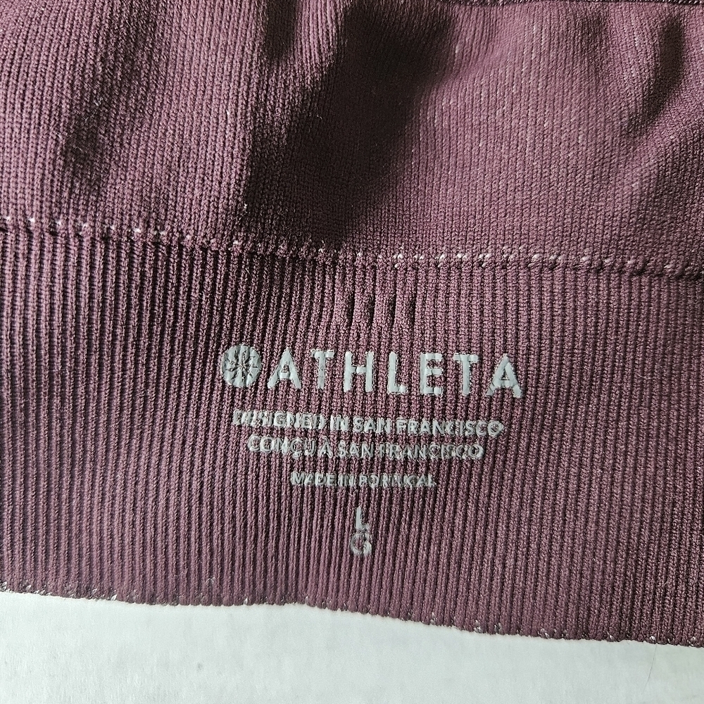 Athleta Aurora Shine Cross Back Sports Bra in Spiced Cabernet Size Large - Picture 6 of 6